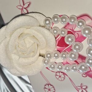 White Floral Pearl Brooch